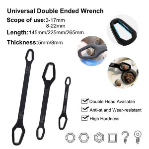 1pcs Black Double End Box Wrench 3-17mm & 8-22mmProfessional Hexagonal Solids Tool for Tightening Nuts BoltsHardware Tools