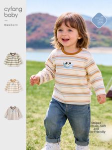 CAIYINGFANG | Stripe Cotton Long Sleeve T-Shirt Spring/Fall Season