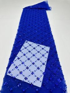 Hot-Selling African Beaded Lace Fabric 2026 High-Quality French-Style Nigerian Sequin Mesh Lace Fabric Wedding Party AT2781