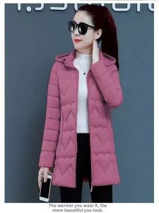 2025 New Womens Mid-Length Thickened down Cotton Jacket Fashionable Slimming Versatile Warm Cotton Coat Korean Style Commute