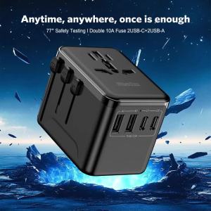 MeeGoo GaN Universal Travel Adapter Worldwide With 2 Type-C 2USB Ports 1AC 2500W Outlet Fast Charging Socket Adapter EU/US/JP/AU