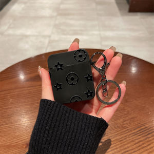 ใหม่หรูหราแฟชั่น AirPods สําหรับ AirPods Pro 2/AirPods 1 2 3 4สีดําสไตล์กันกระแทกพร้อมพวงกุญแจ