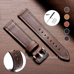Vintage Oil Wax Leather Watchband for Omega for Seiko Wristband 20mm 22mm Stitching Cowhide Strap Replace Coffee Brown Watchband