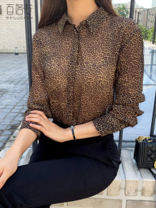 BAILUOANN | Bailuan Fashionable Leopard Print Long Sleeve Collared Shirt Womens Autumn New Korean Style Versatile Top Commute Style