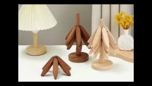 XMSJ | Creative Wooden Tree Folding Trivet Stand Heat Resistant Pot Mat Decorative Anti Scald Hot Pads Coaster For Dining Table Kitchen