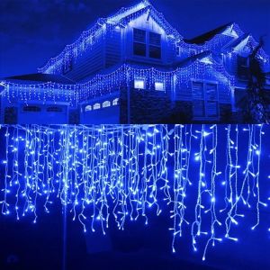 5M Christmas Garland Curtain Lights String Lights Droop 0.4-0.6m Christmas Decoration Eaves Garden Lights Outdoor Waterproof