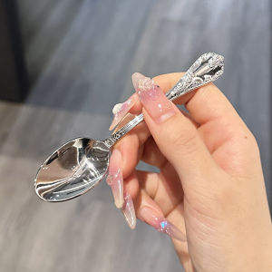 Luxury Vintage Vine Carving British Style Dessert Spoon Coffee Spoon 316 Stainless Steel Owner Lady Reserves for Special Customers