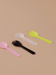 ช้อนพลาสติก (100 ชิ้น) ส้อมเค้ก ส้อมขนม เพื่อใช้ครั้งเดียว บรรจุภัณฑ์อิสระ ปลอดภัย และถูกสุขลักษณะ พกพาสะดวก