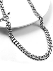 New 2025 Titanium Steel Cuban Link Necklace for Men Precision Six Facet OT Buckle Hip Hop Style Fashionable Jewelry Accessory
