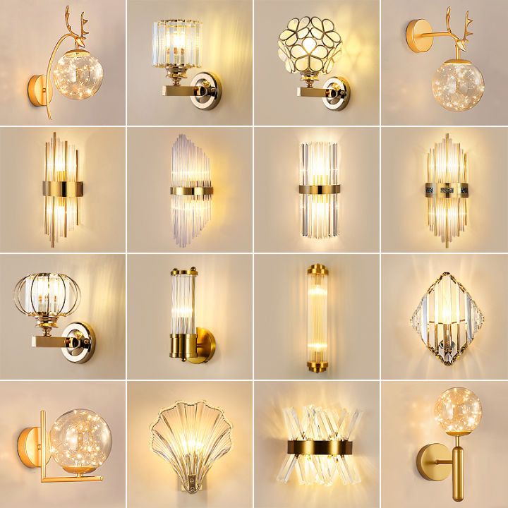 Crystal Wall Lamp Accessible Luxury Living Room Wall Light Bulb Nordic Modern Minimalist ...