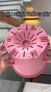 Chậu nhựa trồng cây VIETPOT màu hồng Trơn trồng hoa kiểng lá để nhà sân vườn ban công