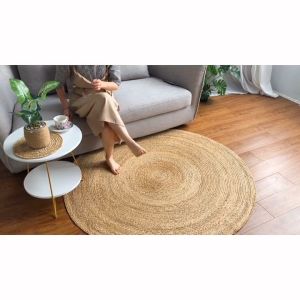 Simple Water Reed Plant Handmade Grass Woven Carpet Oval Living Room Tea Table Mat Study Bedroom Floor Mat