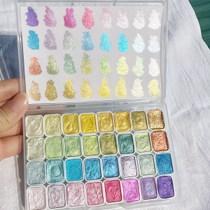 32-Color Metallic Shimmer Paint Set – Dazzling Luminous Hues Adding Sparkling Texture to Your Daily Artistic Projects & Crafts