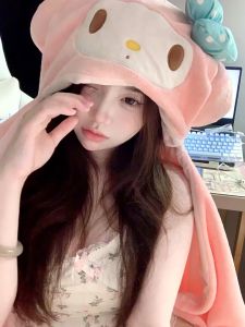 ผ้าคลุมไหล่ Sanrio (ขนาด 120x70 ซม) ลิขสิทธิ์แท้/ผ้าห่ม ผ้าห่มมีฮู้ดซานริโอ้ ผ้าห่มพกพา ใช้ห่มในบ้าน ในรถ โซฟา