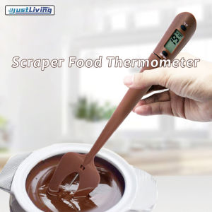 JustLiving Digital Meat Thermometer Candy Thermometer Spatula Thermometerwith Pot Clip & 9" Probe – Fast Instant Read Digital Food Thermometer for Candy/ Chocolate/ Jam/ Meat BPA Free Silicon Frying