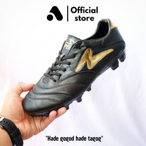 sepatu bola kulit specs hitam gold bahan kulit kangguru terbaru nyaman dipakai