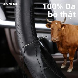 SEAMETAL Da Thật Chính Hãng Da Bọc Vô Lăng Thoáng Khí Chịu Mài Mòn Đa Năng Phù Hợp Với 37-39Cm Lái Ô Tô Đen Đỏ Cà Phê Nâu