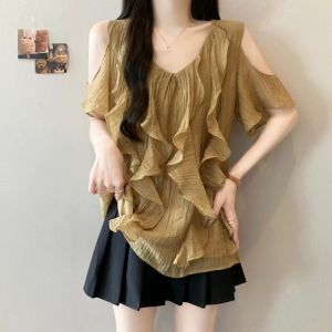 AIYITI | Unique Pretty Wooden Ear Off Shoulder Large Size Womens Blouse Summer New Arrival