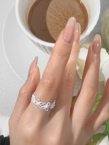 AURORA Real 925 Silver Temperament Flowers Adjustable Ring Jewelry RS925-10