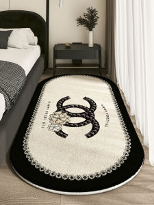 Luxurious Thickened Velvet Bedside Blanket French Style Small Fragrance Wind Oval Shape Easy to Clean Winter Anti-Slip Pad