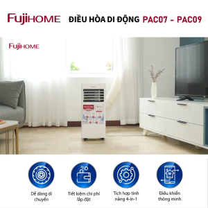 Điều hoà di động mini 7000 BTU-14000 BTU nhập khẩu FUJIHOME 4 chức năng máy lạnh di động đứng kết nối wifi điều khiển từ xa qua app