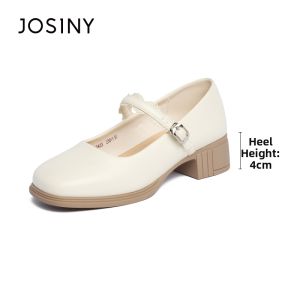 Josiny | French Style Mary Jane Women Shoes Soft Sole Coarse Heel Single Shoes