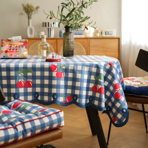 Waterproof Oil-resistant Tablecloth Quilted Checkered Decorative Home Use Wash-free Dust-proof Square Fabric Table Mat