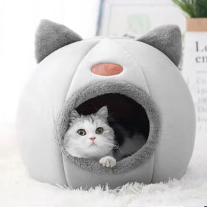Teekland Cat Beds for Indoor Cats Cozy Cat Cave Bed Gray Dog House Cats Tent with Removable Cushion Pillow Soft Warm Pet House Puppy Bed Cute Pet Nest for Kitten Small Dog