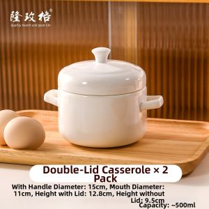 Food Grade Bone China Double Lid Stew Pot