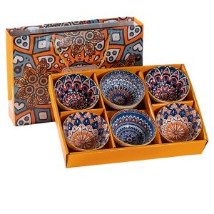 Bohemian 4.5 Inch Ceramic Bowl Set Creative High Aesthetic Value Home Commercial Popular Gift Rice Bowl with Colorful Stripes