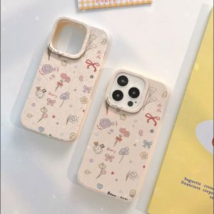 รูปแบบสดขนาดเล็กที่เข้ากันได้กับ Iphone 6 7 8 15 14 Plus ดอกไม้ 15 14 13 12 11pro สูงสุดรักสัตว์ XS สูงสุด XR X สร้างสรรค์เลนส์ป้องกันเต็มรูปแบบกรณีโทรศัพท์ข้าวสาลี