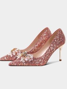 Elegant Red Wedding Shoes for Women Beautiful Bridal Footwear Suitable for Return Trip after Wedding And Wear Fashionable Slip-On High Heels
