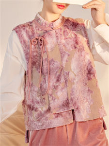 Revised Cheongsam Embroidered Fashionable Vintage Hanfu Vest Stand Collar Low Slit Short Cheongsam Daily Wear for Women