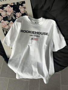 เสื้อยืดคอกลมแขนสั้นผ้าฝ้ายแท้สำหรับผู้หญิง ดีไซน์ลายตัวอักษร ทรงหลวม ใส่ได้ทุกวัน ฤดูร้อน 2025 ชุดชั้นใน เสื้อผ้าทำงาน