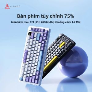 Bàn Phím Cơ Ajazz AK820MAX Có Đèn Nền RGB Màn Hình Màu TFT Kết Nối Ba Chế Độ Hỗ Trợ Thay Nóng 82 Phím Dành Cho Chơi Game