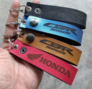 พวงกุญแจ HONDA CBR500R CBR 500R พวงกุญแจหนัง ฮอนด้า ยิงเลเซอร์ โลโก้ มอเตอรไซค์ MOTORCYCLE BIKER KEYCHAIN