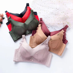 Ruyi Womens Bra without Steel Ring Medium Thick Q Stretch Cotton Push-up Adjustable Small Size B Cup Intimates Female Wine-Red 916