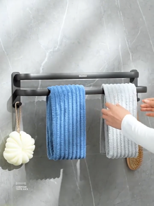 Ecoco Aluminum Towel Hanging Holder Organizer for Bathroom Hardware Towel Rack Rustproof Durable