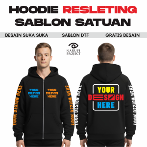 Hoodie Resleting Custom Sablon Satuan – Bisa Desain Sendiri Kualitas Terbaik