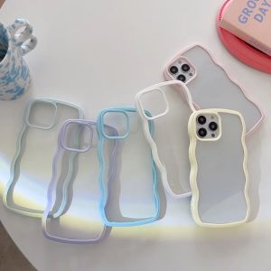 2 In 1 Cream Border Soft Clear Phone Case For iPhone 15 14 13 12 11 Pro Max XR X XS Max 7 8 Plus SE 2020 Casing Fashion Transparent Simple Shockproof Back Cover