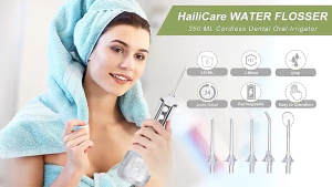 CHNK【Local Ready stock】Japan Import Cordless Water Flosser for Braces Bridges Hygiene Waterproof Oral Dental Irrigator Water Pick Teeth Cleaner with 5 Modes 6 Jets 300ml Water Tank Rechargeable Electric Flosser for Travel