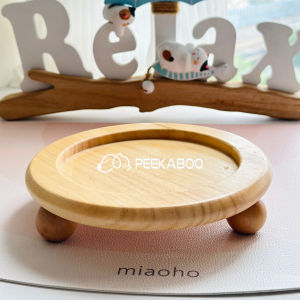 Cool Color Ceramic Flat Bottom Pot Cat Bowl Dog Bowl Small Dog Pet Dish Water Bowl Real Wood Stand Dining Table