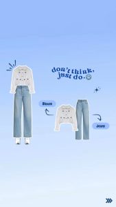 OOTD One Set 2in1 Kekinian (Blouse Pita Wanita + Celana Jeans Highwaist) - KA059