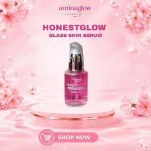 HonestGlow Glass Skin Serum - Fades dark spots controls excess oil promotes smooth luminous dewy complexion.