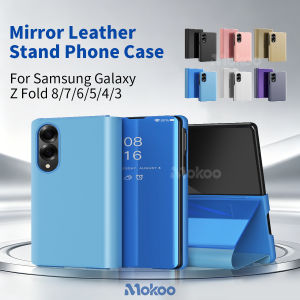Fashion Slim Plastic Shockproof Phone Case for Samsung Galaxy Z Fold 8 Ultra 7 6 5 4 3 Mirror Book Stand Protective Smart Cover