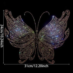hot Fashion butterfly rhinestone exquisite shiny large cloth paste hot diamond Sequin DIY clothes T-shirt ironing patch Sweater