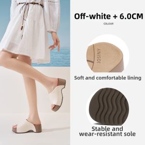 Josiny | White Thick Sole Summer High Heel Beach Sandals