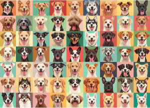 Vibrant Dog Faces 500/1000/1200/2000PCS Jigsaw Puzzles Challenging Family Activity Game for Gameroom Bedroom Party Gift