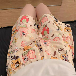 Summer Casual Loose Floral Print Shorts Five-Point Pants Thin Beachwear High Waist Polyester Fiber Youth Leisure Home Clothes