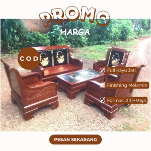 Promo kursi tamu ukir minimalis model semut kayu jati